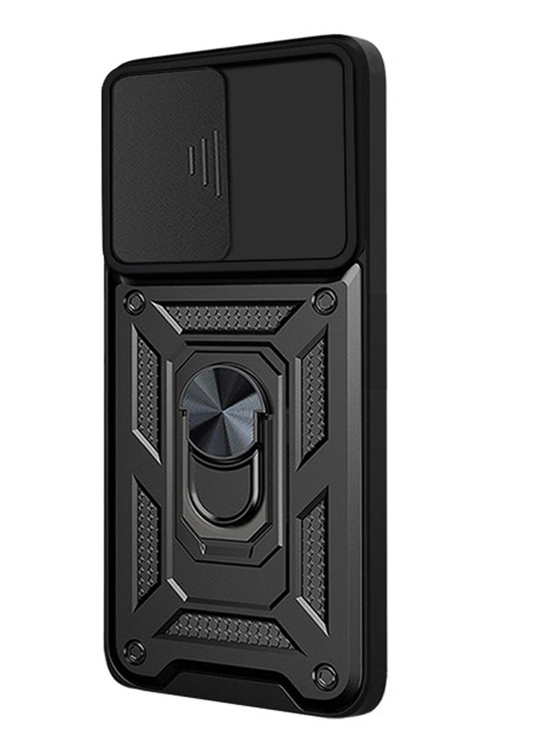 for Redmi A5 4G/Xiaomi POCO C71 4G 171.7mm Case Cover, Slide Camera Lens Cover, Magnetic Ring Holder Kickstand Protective Phone Case for Redmi A5 4G/Xiaomi POCO C71 4G 171.7mm, Black.  - Image 4