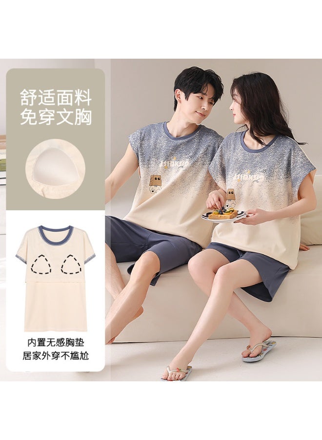 Cotton Homewear Couple's Summer Nightwear Men's Pyjamas Women Short Pijamas Cartoon Cute Home Suit - Image 1