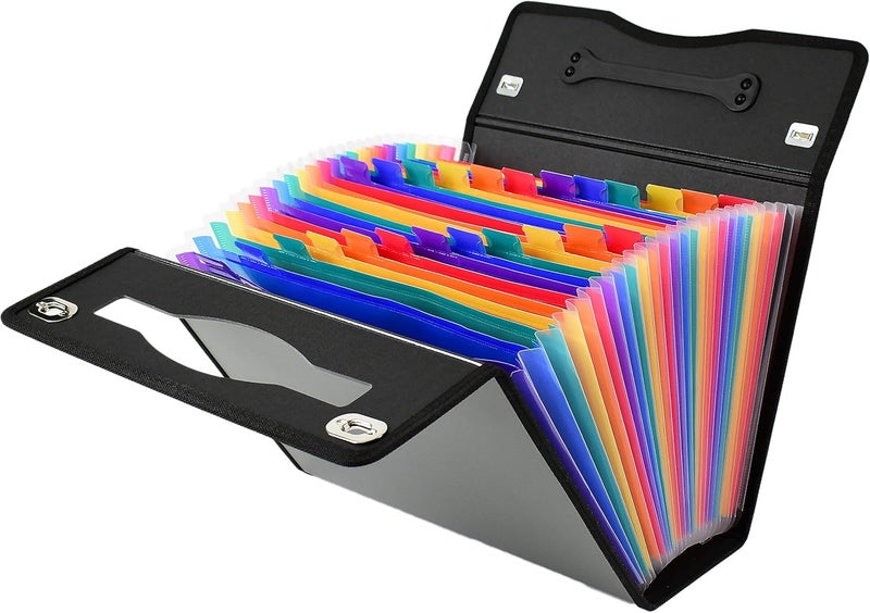 Cnk Accordion File Folders with 24 Pockets Organizer for Document Paper Storage Folder Documents Expanding Binder Folio Pocket Receipt Filing Expandable Files Dividers Labels Letter Durable Handle - Image 2