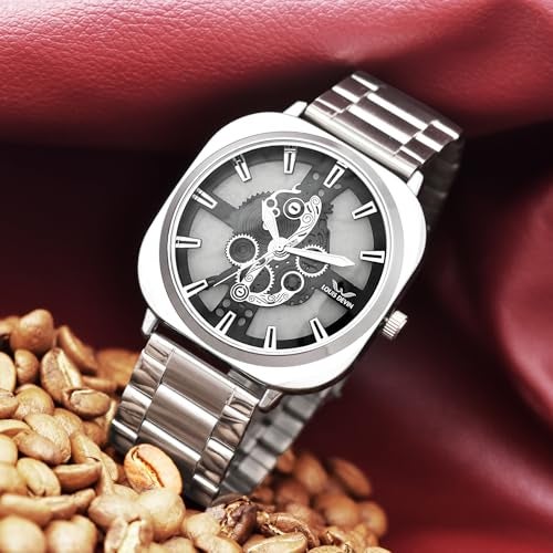 LOUIS DEVIN Stainless Steel Chain Analog Wrist Watch for Men (Black Dial) | LD-G081-BLK-CH - Image 3
