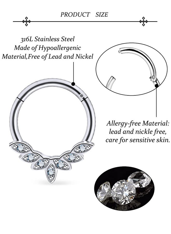 Wffo 4 Pcs Nose Rings - Silver Nose Rings - Water Drop Nose Ring - Star and Moon Nose Ring - Sparkling Diamond-Encrusted Nose Ring - Stainless Steel Nose Ring - Can be Used as a Nasal Septum Ring and Cartilage Earrings - Men's Women's Gifts (10mm) - Image 3