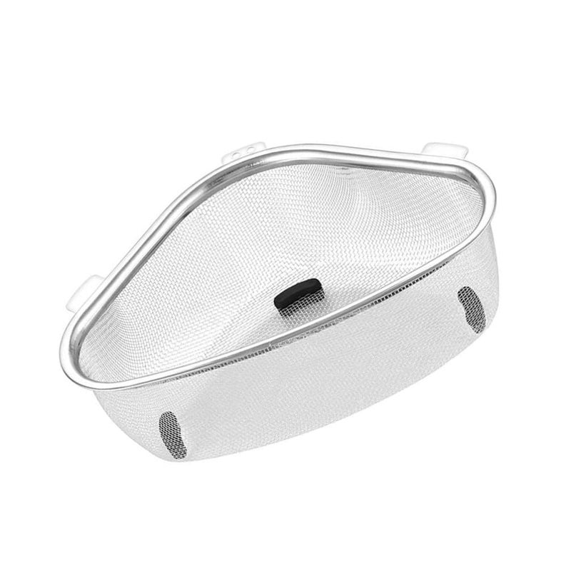 INKIES Sink Strainers Basket Triangular Corner Drain Sink Storage Rack Stainless Steel Kitchen Sink Storage Holder - Image 1