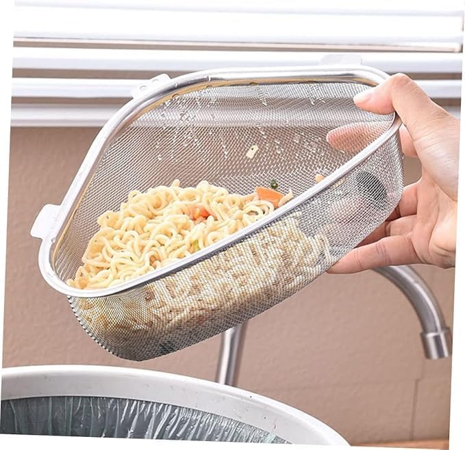 INKIES Sink Strainers Basket Triangular Corner Drain Sink Storage Rack Stainless Steel Kitchen Sink Storage Holder - Image 5
