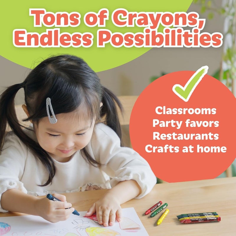 Kidaddle 1000 Count Bulk Crayons, 4 Color, 250 Packs, Regular Size Non-Toxic Color Crayon Packs, for School, Teachers & Classroom Supplies, Restaurant, Stocking Stuffer, Coloring Crayon Party Favor For Kids - Image 5