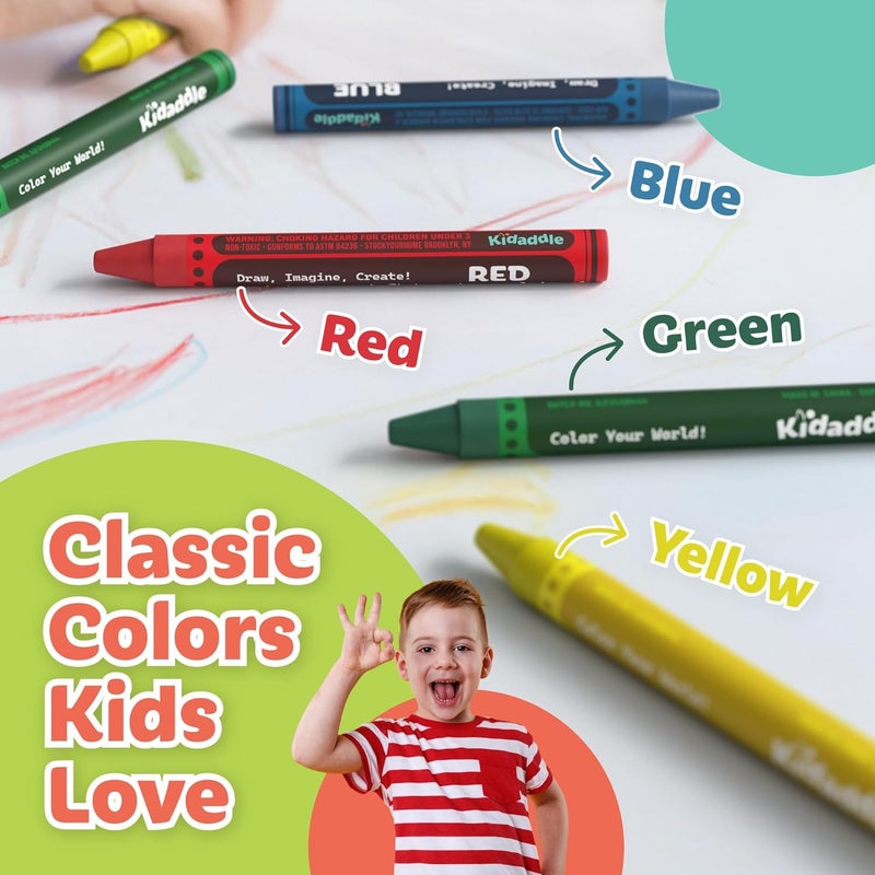 Kidaddle 1000 Count Bulk Crayons, 4 Color, 250 Packs, Regular Size Non-Toxic Color Crayon Packs, for School, Teachers & Classroom Supplies, Restaurant, Stocking Stuffer, Coloring Crayon Party Favor For Kids - Image 3
