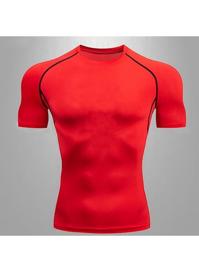 Men's Compression Shirts Short Sleeve Athletic Tops, Cool Dry Workout Shirt Sports T-Shirt - Image 4