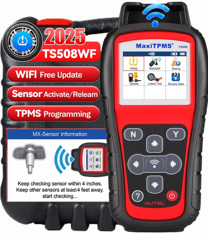 Autel MaxiTPMS TS508WF Upgrade of TS508K TS508 TS501Pro TS408S Program MX Sensor Read Clear DTCs TPMS Reset OBD Relearn Activate TPMS Programming Tool Free Lifetime Update