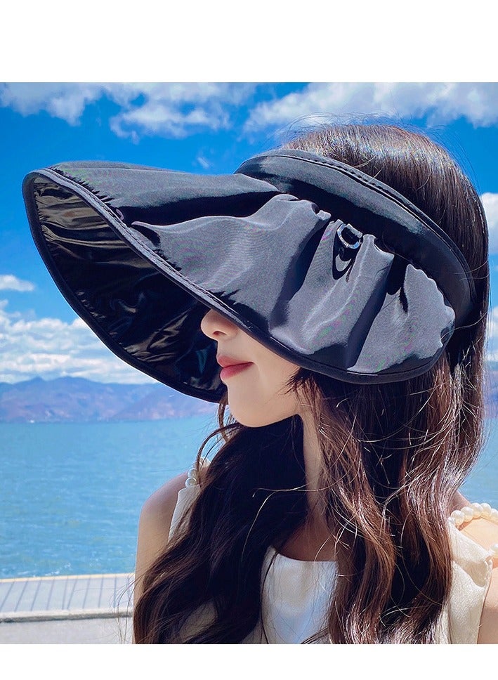 Y&D Women Sun Hat, Summer Beach Caps Women Hat Wide Brim UV Protection Floppy Brown Roll Up Hat Double-Side-Wear Ponytail Hats Baseball Caps Adjustable Cap  - Image 2