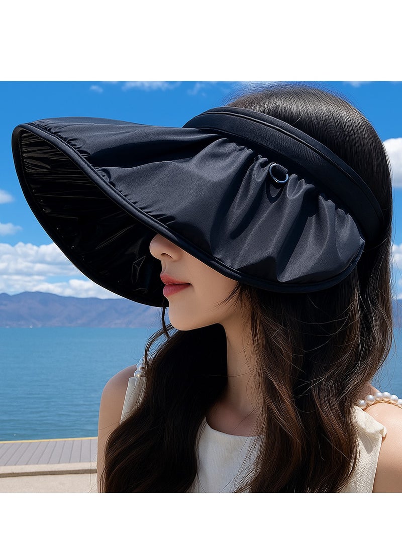 Y&D Women Sun Hat, Summer Beach Caps Women Hat Wide Brim UV Protection Floppy Brown Roll Up Hat Double-Side-Wear Ponytail Hats Baseball Caps Adjustable Cap  - Image 1