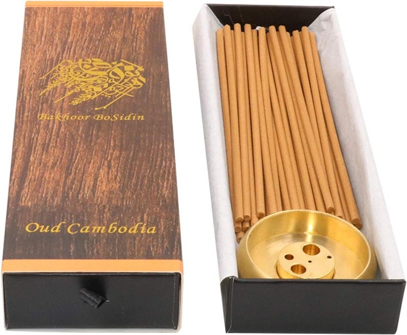 بوسيديان بخور بوسيدين - أعواد بخور عود الخشب برائحة كمبودي 3 مم مع مبخرة نحاسية - A79-1 - Image 2