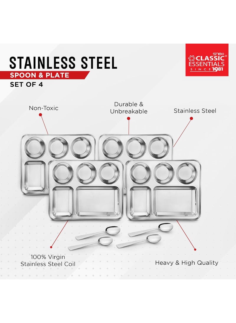 Classic Essentials CLASSIC ESSENTIALS Stainless Steel Compartment Plate Bhojan Thali, Lunch/Dinner Plate  - Image 2