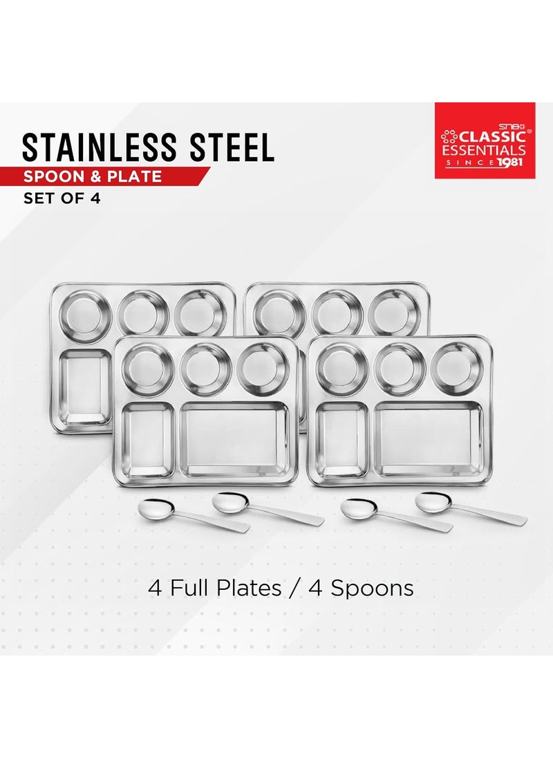 Classic Essentials CLASSIC ESSENTIALS Stainless Steel Compartment Plate Bhojan Thali, Lunch/Dinner Plate  - Image 4