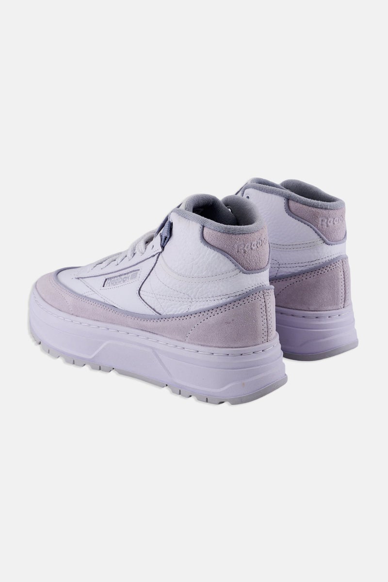 Reebok Women Club C Geo Mid Lace Up Tennis Shoes, White  - Image 3