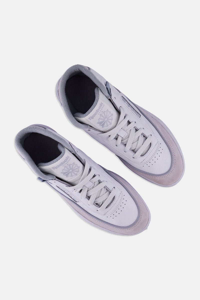 Reebok Women Club C Geo Mid Lace Up Tennis Shoes, White  - Image 2