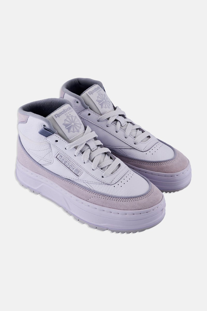 Reebok Women Club C Geo Mid Lace Up Tennis Shoes, White  - Image 1