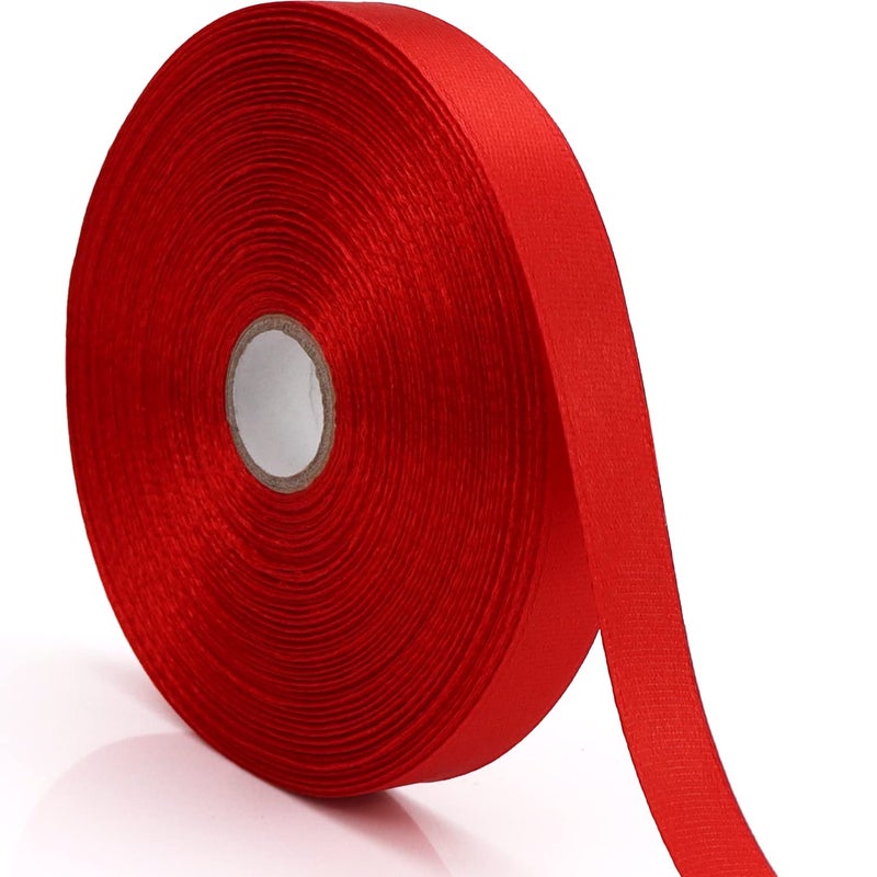 Nsilu 1/2 Inch  Red Ribbon For Gift Wrapping 50 Yards Perfect Wedding Party Wreath Sewing Diy Hair Accessories Decoration Floral Hair Balloons Other Projects - Image 1