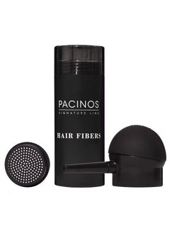 Pacinos Hair Fibers (Black) - Thickening Fibers Achieve Fuller Appearance by Concealing Thinning Hair & Bald Spots, Includes Applicator Pump Nozzle  - Image 1
