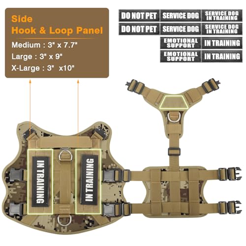 WINSEE Tactical Dog Harness with Dog Leash, Service Working MOLLE Vest with 10 Pet Patches for Dog, No Pull Military Harness and Backpack for Training Hunting Walking - Image 5