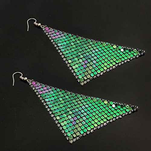 Suyi Trendy Women Earrings Metal Mesh Grid Sequins Tassel Long Drop Dangle Earrings Multicolor - Image 5