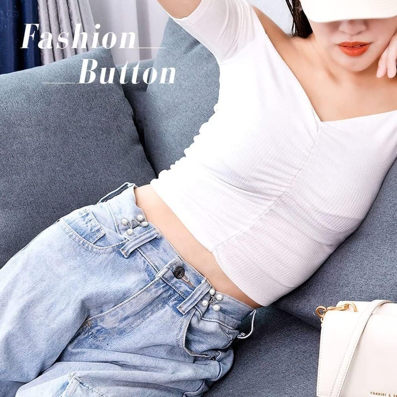 ANIDRA ANIDRA 2pcs Pant Waist Tightener Adjustable Waist Buckle Set Extra Button for Jeans to Make Tighter Instant Jeans Button Pins Waist Tightener Set Make the Waist Fit for Skirt Pants Robe No Sewing Required - Image 5