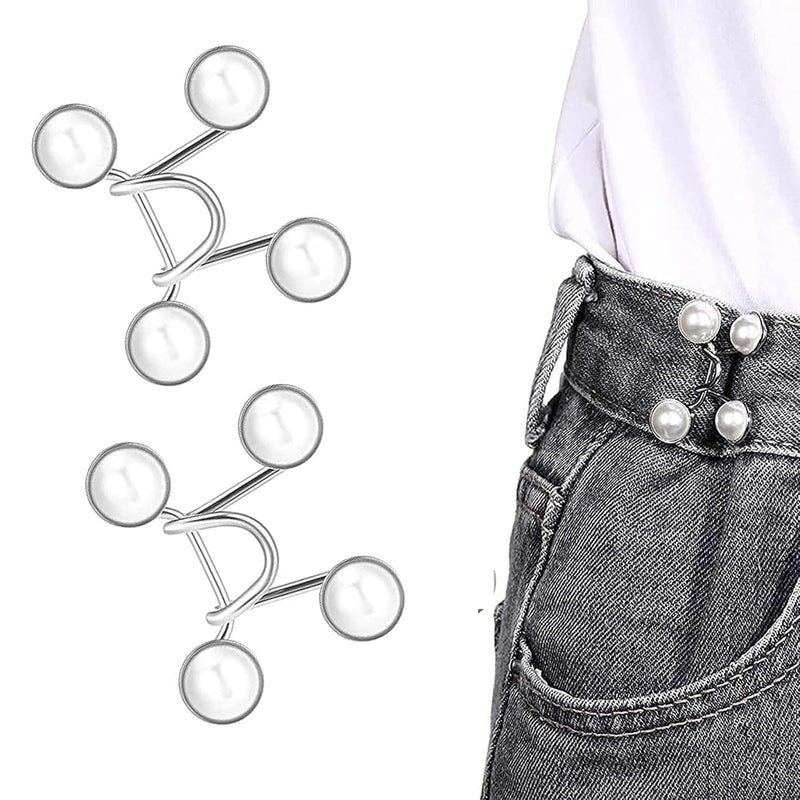 ANIDRA ANIDRA 2pcs Pant Waist Tightener Adjustable Waist Buckle Set Extra Button for Jeans to Make Tighter Instant Jeans Button Pins Waist Tightener Set Make the Waist Fit for Skirt Pants Robe No Sewing Required - Image 1