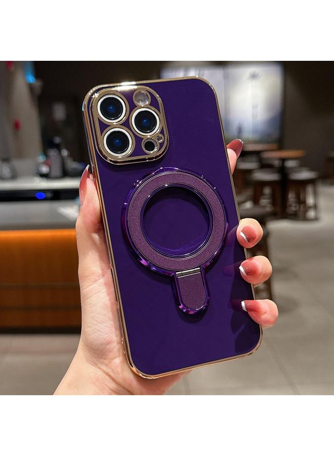 اس-توب جراب لهاتف iPhone 14 Pro Max بلون سادة مع حامل معدني مطلي بالكهرباء - Image 1