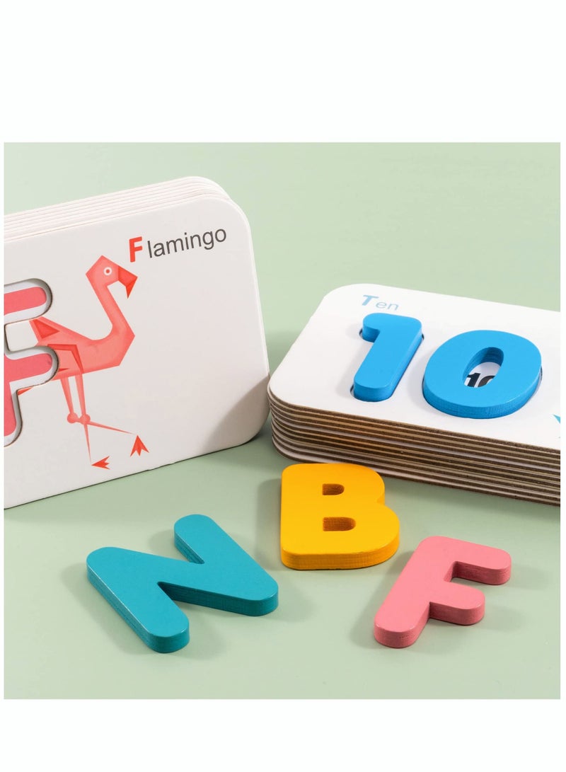 بايبي الأبجدية بطاقات فلاش الألغاز الكلمات المرئية ألعاب خشبية أرقام حروف حروف الأبجدية تعلم مطابقة بطاقات فلاش مونتيسوري ألعاب تعليمية للأطفال ، ومناسبة للأطفال ما قبل المدرسة 3-5 سنوات - Image 4