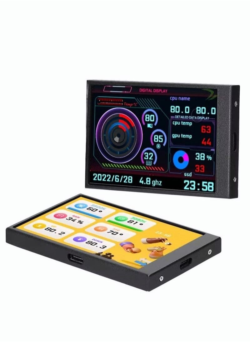 ASIV - Computer Temperature Monitor, PC Sensor Panel Monitor for PC ARGB Computer Case 3.5 Inch Secondary Screen, IPS USB Mini Screen PC CPU RAM HDD Data Monitor - Image 1