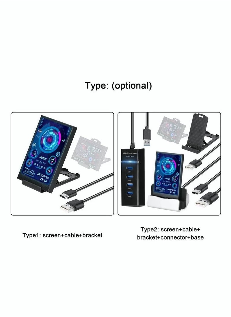 ASIV - Computer Temperature Monitor, PC Sensor Panel Monitor for PC ARGB Computer Case 3.5 Inch Secondary Screen, IPS USB Mini Screen PC CPU RAM HDD Data Monitor - Image 1