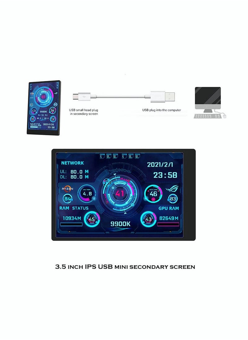 ASIV - Computer Temperature Monitor, PC Sensor Panel Monitor for PC ARGB Computer Case 3.5 Inch Secondary Screen, IPS USB Mini Screen PC CPU RAM HDD Data Monitor - Image 1