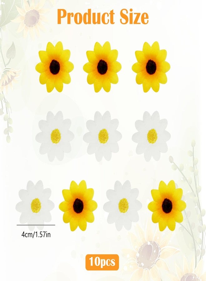 CYUXING 10Pcs Flower Hair Clips for Women Large Clips for Hair Sun-flower Dai-sy Yellow White Blossoms Small Wedding Summer Beach Bridal Party Accessories Girls - Image 2