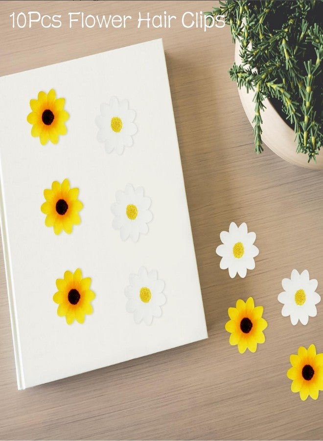 CYUXING 10Pcs Flower Hair Clips for Women Large Clips for Hair Sun-flower Dai-sy Yellow White Blossoms Small Wedding Summer Beach Bridal Party Accessories Girls - Image 4