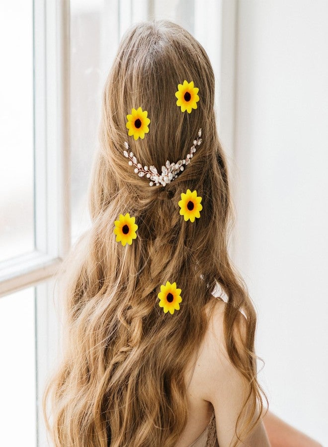 CYUXING 10Pcs Flower Hair Clips for Women Large Clips for Hair Sun-flower Dai-sy Yellow White Blossoms Small Wedding Summer Beach Bridal Party Accessories Girls - Image 5