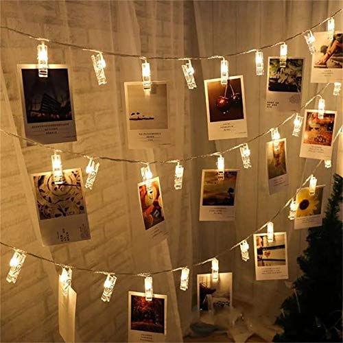 GRAZIA OBBO 10 LED Clip Light Battery Operated 10 Photos Hanging String Romantic Mood Light Ideal for Valentine to Loved one Special Lighting Warm White Made in India