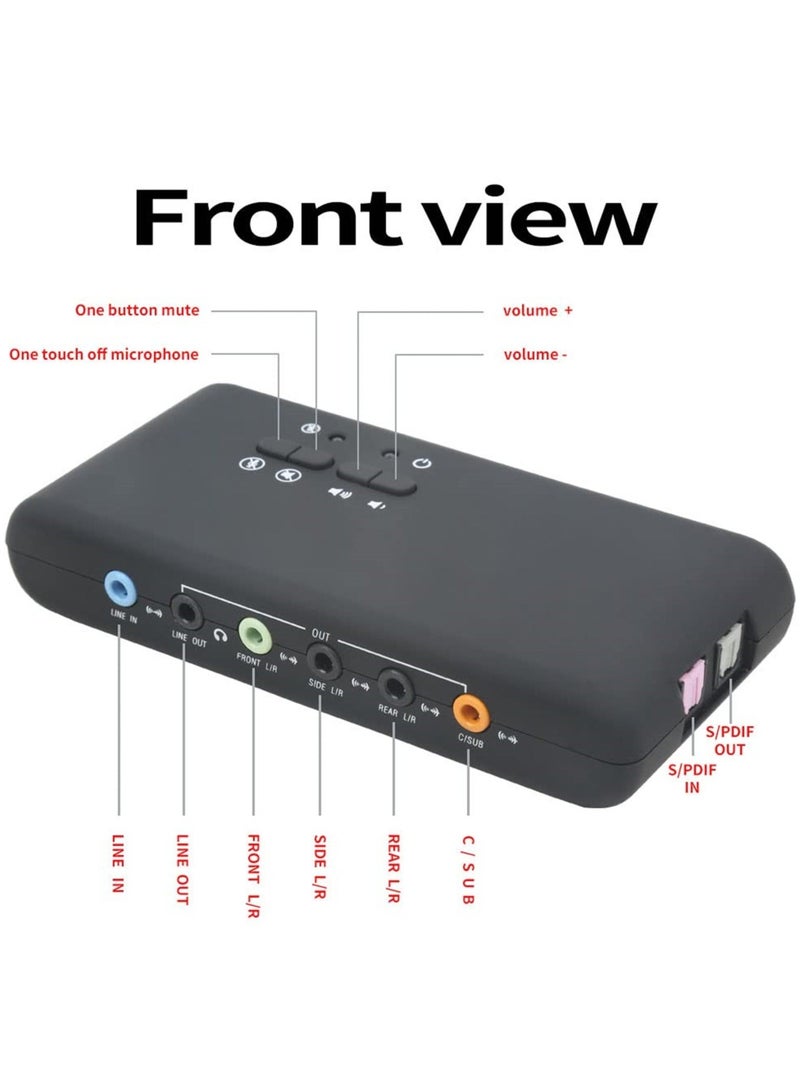 Captaintech 7.1 USB Sound Card with 3.5mm Audio Jacks - 48KHz Sample Rate, 8-Channel DAC, 2-Channel ADC, S/PDIF Input and Output, Loop-Back Support, Standalone Cmedia Software for Windows Only - Image 2
