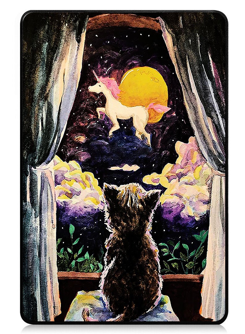 Theodor Protective Flip Case For Xiaomi Pad 7 & Xiaomi Pad 7 Pro With Trifold Stand Auto Wake Sleep Shockproof Cover - Cat and Unicorn Illustration - Image 1