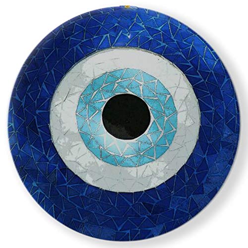 JIKRAA Attractive Handcrafted Printed Ceramic Designer Plate with Stand Evil Eye Wall Plate 10 inch Evil Eye Ceramic Plate Decor - Image 2