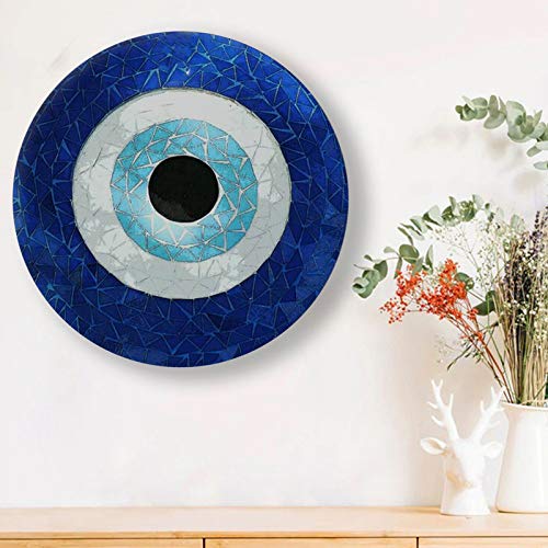 JIKRAA Attractive Handcrafted Printed Ceramic Designer Plate with Stand Evil Eye Wall Plate 10 inch Evil Eye Ceramic Plate Decor - Image 1