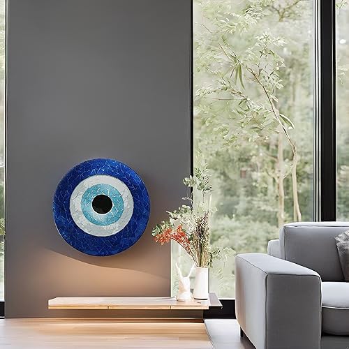 JIKRAA Attractive Handcrafted Printed Ceramic Designer Plate with Stand Evil Eye Wall Plate 10 inch Evil Eye Ceramic Plate Decor - Image 4