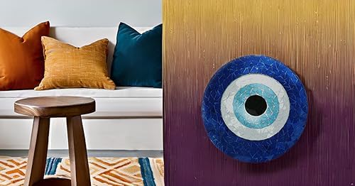 JIKRAA Attractive Handcrafted Printed Ceramic Designer Plate with Stand Evil Eye Wall Plate 10 inch Evil Eye Ceramic Plate Decor - Image 5