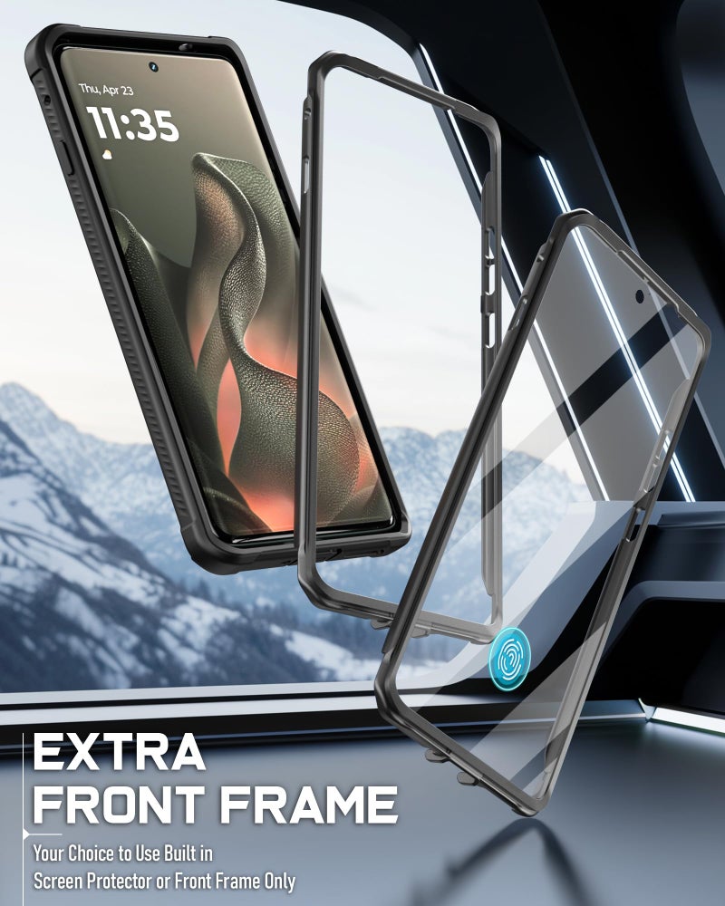 Poetic Guardian Case for Motorola Moto Edge 2025 [Not for 2024 Version], [20FT Mil-Grade Drop Tested], Full Body Hybrid Shockproof Bumper Cover with Built-in Screen Protector, Black/Clear - Image 4