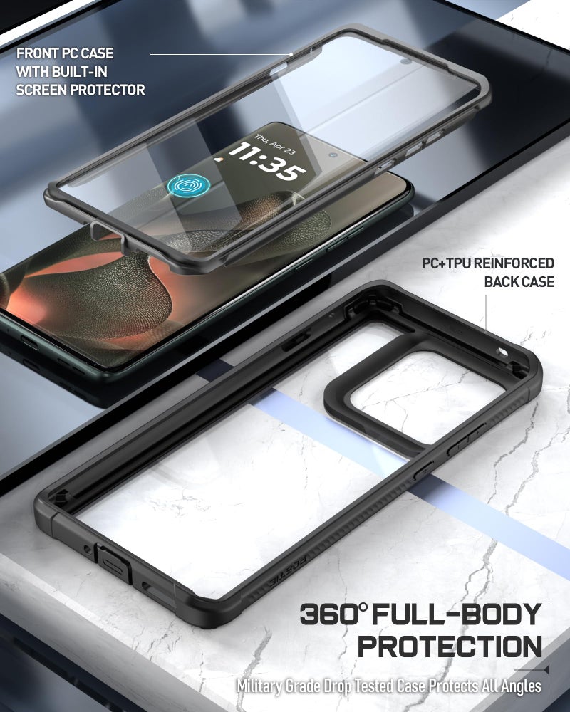 Poetic Guardian Case for Motorola Moto Edge 2025 [Not for 2024 Version], [20FT Mil-Grade Drop Tested], Full Body Hybrid Shockproof Bumper Cover with Built-in Screen Protector, Black/Clear - Image 5
