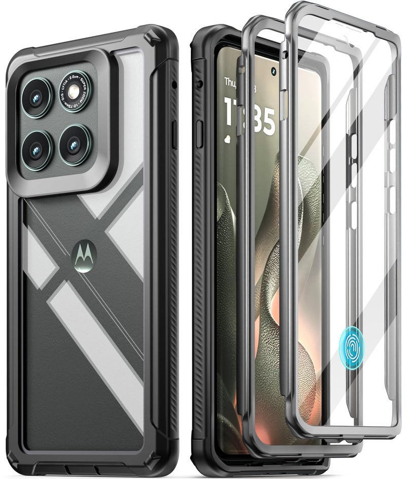 Poetic Guardian Case for Motorola Moto Edge 2025 [Not for 2024 Version], [20FT Mil-Grade Drop Tested], Full Body Hybrid Shockproof Bumper Cover with Built-in Screen Protector, Black/Clear - Image 1