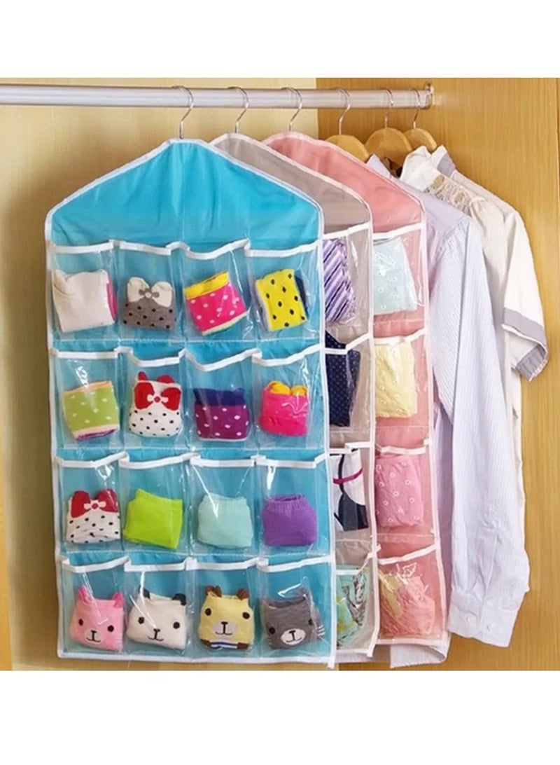 DubaiGallery 16 Pockets Plastic Multifunction Space Saver Over Door Hanging Wardrobe Wall Bags Rack Hanger Caddy Storage Tidy Organizer- Random Color - Image 2