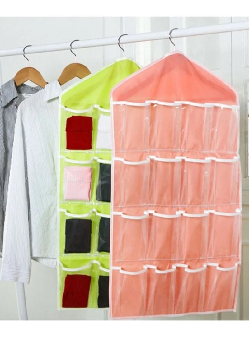 DubaiGallery 16 Pockets Plastic Multifunction Space Saver Over Door Hanging Wardrobe Wall Bags Rack Hanger Caddy Storage Tidy Organizer- Random Color - Image 3