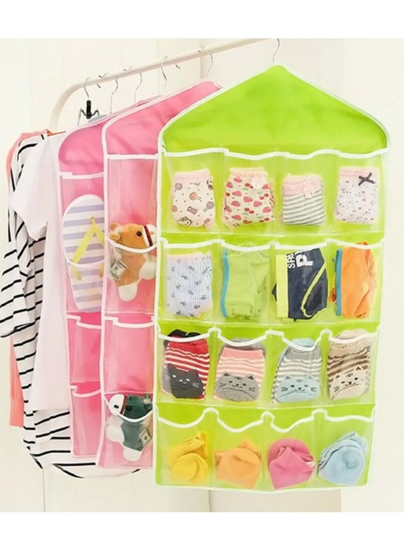 DubaiGallery 16 Pockets Plastic Multifunction Space Saver Over Door Hanging Wardrobe Wall Bags Rack Hanger Caddy Storage Tidy Organizer- Random Color - Image 1
