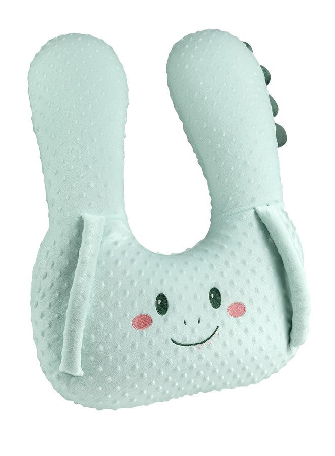 BEBAS U-Shaped Kids Travel Pillow for Car - Comfortable Neck and Head Support Pillow for Sleeping on Long Trips, Cute Cartoon Design, Ideal for Car Seats, Booster and Home Use, Great Gift Idea（Green） - Image 1