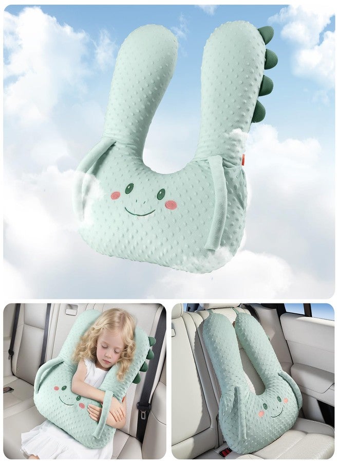 BEBAS U-Shaped Kids Travel Pillow for Car - Comfortable Neck and Head Support Pillow for Sleeping on Long Trips, Cute Cartoon Design, Ideal for Car Seats, Booster and Home Use, Great Gift Idea（Green） - Image 5