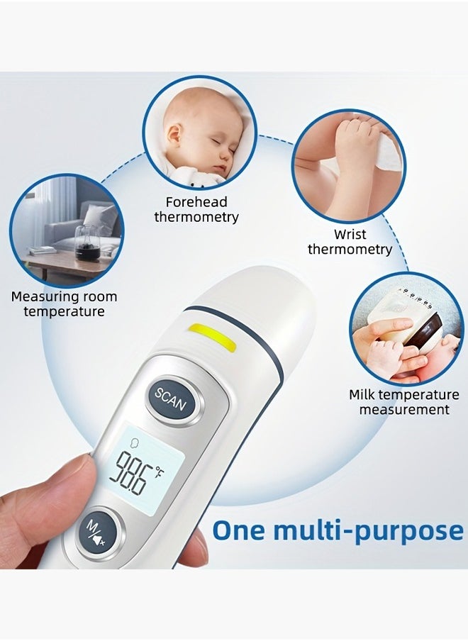 Non-Contact Forehead and Ear Thermometer, Digital Infrared Thermometer for Adults and Children, Mute and Memory Functions, Fast and Accurate Measurement