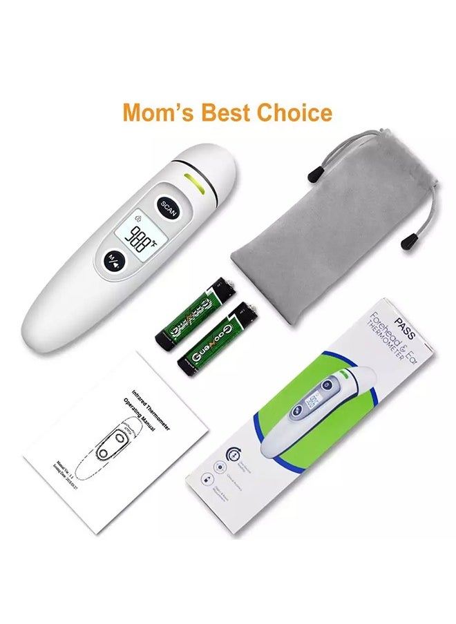 Non-Contact Forehead and Ear Thermometer, Digital Infrared Thermometer for Adults and Children, Mute and Memory Functions, Fast and Accurate Measurement